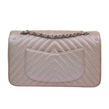 Chanel Double Flap Medium Chevron Iridescent Beige SHW - s24