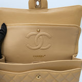 Chanel Double Flap Medium Dark Beige Vintage GHW -s8