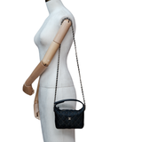 Chanel Classic Mini Hobo Pouch w/ Chain Dark Blue Denim