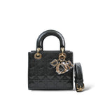 Dior Lady Dior Small Patent Dark Gray