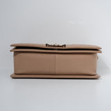 Chanel Chevron Le Boy Old Medium Dark Beige GHW