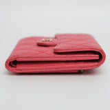 Chanel Dark Pink Trifold Wallet GHW - s22