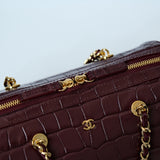 Chanel Bowling Bag Croc Burgundy