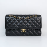 Chanel Double Flap Medium Black Caviar GHW -s9