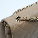 Chanel Double Flap Medium Dark Beige GHW - (MICROCHIP)