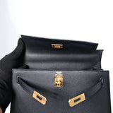 Hermes Kelly 25 Sellier Epsom Noir GHW - U