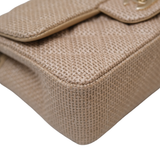 Chanel Mini Rectangle Raffia Dark Beige GHW