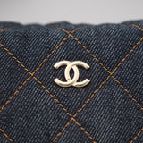 Chanel Classic Mini Hobo Pouch w/ Chain Dark Blue Denim