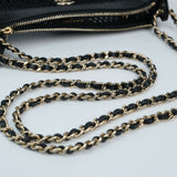Chanel 2025SS Mesh & Shiny Lambskin Clutch with Chain