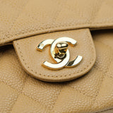 Chanel Double Flap Medium Dark Beige Vintage GHW -s8