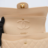 Chanel Double Flap Medium Beige Claire GHW - (MICROCHIP)