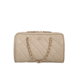 Chanel Mini Bowling Bag Beige Caviar -(MICROCHIP)