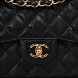 Chanel Double Flap Jumbo Black GHW -s24