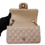 Chanel Mini Rectangle Raffia Dark Beige GHW