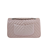 Chanel Double Flap Medium Chevron Iridescent Beige SHW
