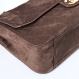 Chanel Maxi Flap 32CM Suede Dark Brown GHW