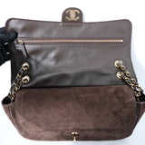 Chanel Maxi Flap 32CM Suede Dark Brown GHW