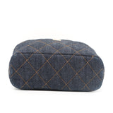 Chanel Classic Mini Hobo Pouch w/ Chain Dark Blue Denim