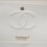 Chanel Double Flap Medium Caviar White GHW - s27