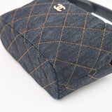 Chanel Classic Mini Hobo Pouch w/ Chain Dark Blue Denim