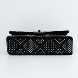 Chanel Strass Swarovski Crystal Black Tweed Medium Classic Flap