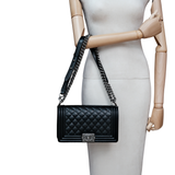 Chanel Le Boy Old Medium Black RHW - s28