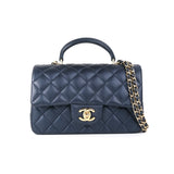 Chanel Mini Rec Top Handle Dark Navy - (MICROCHIP)