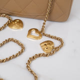 Chanel Mini Flap Quilted Heart Charm Dark Beige GHW