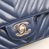 Chanel Mini Square Chevron Navy Blue