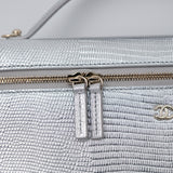 Chanel Slim Long Vanity Silver Metallic Lizard Embossed GHW