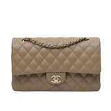 Chanel Double Flap Medium Dark Beige GHW - (MICROCHIP)