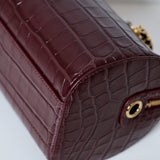 Chanel Bowling Bag Croc Burgundy