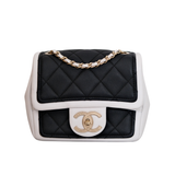 Chanel Mini Square Black and White GHW - s19