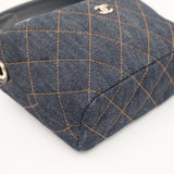 Chanel Classic Mini Hobo Pouch w/ Chain Dark Blue Denim