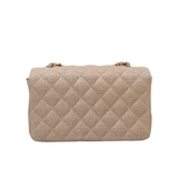 Chanel Mini Rectangle Raffia Dark Beige GHW