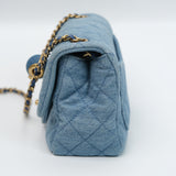 Chanel Mini Square Denim Blue Pearl Crush - (MICROCHIP)