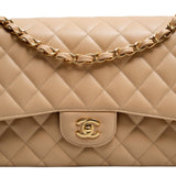 Chanel Double Flap Jumbo Beige GHW - (MICROCHIP)
