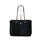 Chanel Chevron Timeless Tote Caviar SHW -s22