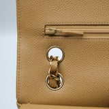 Chanel Double Flap Medium Dark Beige Vintage GHW -s8