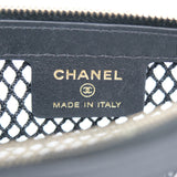 Chanel 2025SS Mesh & Shiny Lambskin Clutch with Chain