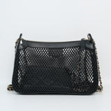 Chanel 2025SS Mesh & Shiny Lambskin Clutch with Chain