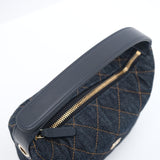 Chanel Classic Mini Hobo Pouch w/ Chain Dark Blue Denim