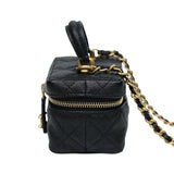 Chanel Black Micro Caviar Vanity Case with Chain - s31