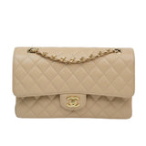 Chanel Double Flap Medium Beige Claire GHW - (MICROCHIP)