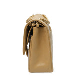 Chanel Double Flap Medium Dark Beige Vintage GHW -s8