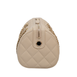 Chanel Mini Bowling Bag Beige Caviar -(MICROCHIP)