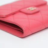 Chanel Dark Pink Trifold Wallet GHW - s22