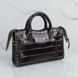 Balenciaga Nano City Croc Black Gray