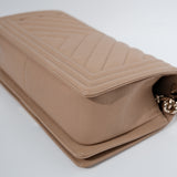 Chanel Chevron Le Boy Old Medium Dark Beige GHW