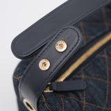 Chanel Classic Mini Hobo Pouch w/ Chain Dark Blue Denim